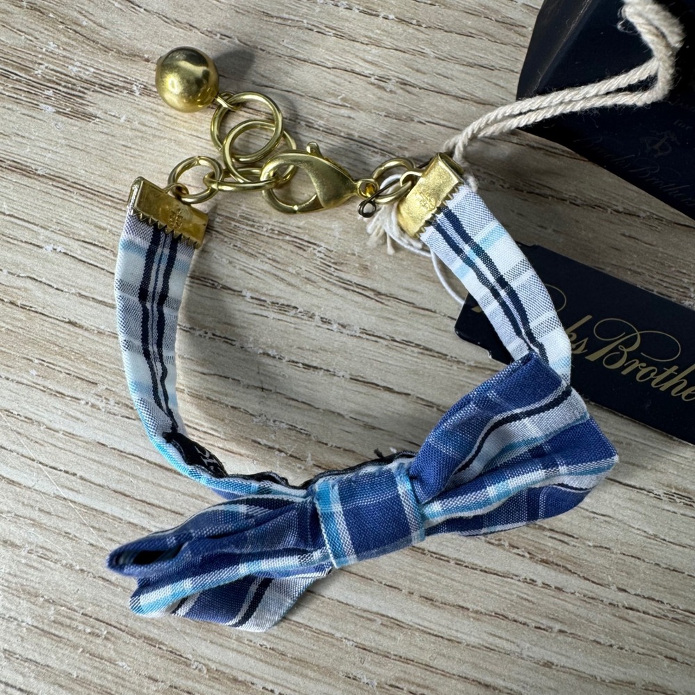 Kiel James Patrick x Brooks Brothers Bracelet Blue and White Plaid Bow Tie NWT - Picture 4 of 12